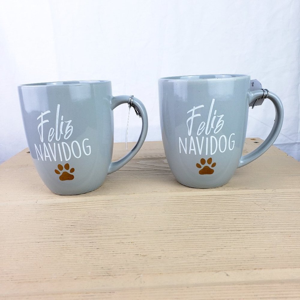 Crofton Feliz Navidog Gray Mugs NWT